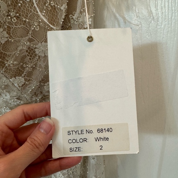 NWT Mac Duggal 68140 White Embellished Feather Strapless Column Dress Size 2 - Picture 10 of 12